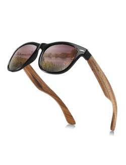 GREENTREEN Herren Damen Polarisierte Sonnenbrille, Unisex Holz/Bambus Sonnenbrille, UV400 (Brown)… von GREENTREEN