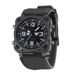 GREENTREEN Herren Uhren Sport Militär Große Armbanduhr Outdoor Digitaluhren Quarzuhr Analog Doppelzeit LED Kalender Männer Jungen Stoppuhr 12/24H von GREENTREEN