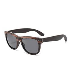 GREENTREEN Holz Sonnenbrillen Herren Damen, Retro Polarisierte Sonnenbrille, UV400 Schutz Gläser von GREENTREEN