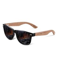 GREENTREEN Holz Sonnenbrillen Holzwurm Sonnenbrille,Herren Damen Polarisierte Sonnenbrille Polarisierende Brillengläser mit UV400-Schutz/Der Rahmen aus Walnuss Holz (grau) von GREENTREEN