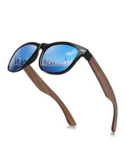 GREENTREEN Holz Sonnenbrillen für Herren Damen, Polarisierte Sonnenbrille mit Holzbügeln/UV400-Schutz von GREENTREEN