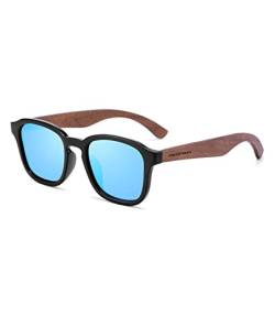 GREENTREEN Holz Sonnenbrillen für Herren Damen, Polarisierte Sonnenbrille mit Holzbügeln/UV400-Schutz von GREENTREEN