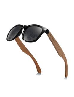 GREENTREEN Holz Sonnenbrillen für Herren und Damen, Unisex Polarisierte Sonnenbrille mit Holzbügeln, UV400-Schutz von GREENTREEN