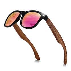 GREENTREEN Holz Sonnenbrillen für Herren und Damen, Unisex Polarisierte Sonnenbrille mit Holzbügeln, UV401-Schutz von GREENTREEN