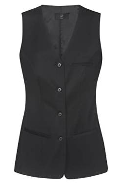 GREIFF Damen-Weste 4-Knopf Basic Regular Fit, 4-Knopf, 2 Leistentaschen, 1 Brustleistentasche, 1 Innentasche, Stoffrücken, Farbe: Schwarz, Größe: 52 von GREIFF