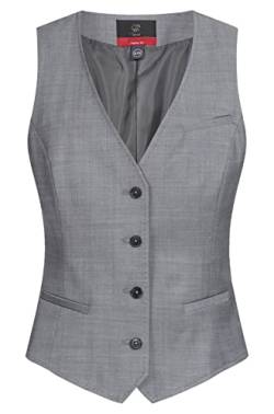 GREIFF Damen-Weste RF Modern 37.5 Regular Fit, 4-Knopf, 2 Leistentaschen, 1 Brustleistentasche, AMF-Handstich, Kurze Seitenschlitze, Stoffrücken, Farbe: Hellgrau, Größe: 48 von GREIFF