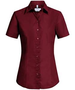 Greiff Größe 34 Corporate Wear Basic Damen Bluse Halbarm Regular Fit Bordeaux Modell 6516 von GREIFF