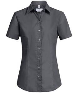 Greiff Größe 36 Corporate Wear Basic Damen Bluse Halbarm Regular Fit Anthrazit Modell 6516 von GREIFF