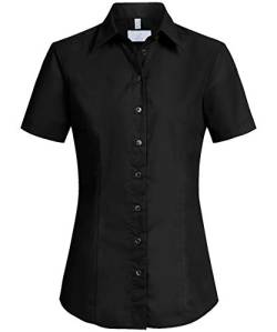 Greiff Größe 36 Corporate Wear Basic Damen Bluse Halbarm Regular Fit Schwarz Modell 6516 von GREIFF