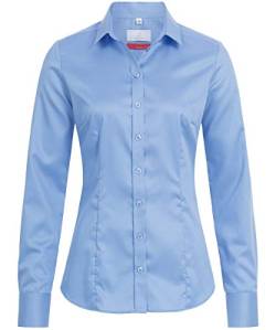 Greiff Größe 36 Corporate Wear Premium Damen Bluse Lamgarm Slim Fit Mittelblau Modell 6560 1200 von GREIFF