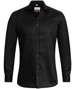 Greiff Größe 43/44 Corporate Wear Premium Herren Hemd Slim Fit Langarm Schwarz Modell 6764 von GREIFF