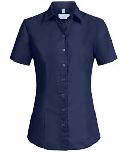 Greiff Größe 46 Corporate Wear Basic Damen Bluse Halbarm Regular Fit Marine Blau Modell 6523 von GREIFF