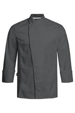 Greiff Größe L gastro moda Herren Cuisine Premium Kochjacke Regular Fit Anthrazit mit Satinstreifen Modell 5544 von GREIFF