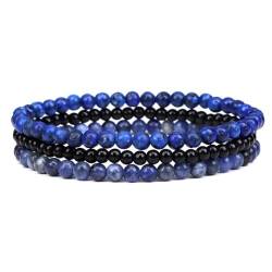 GRFFZX Amethyst-Perlenarmband zum Stressabbau, Heilarmbänder für Damen und Herren, Stretch-Perlenarmband aus Naturstein, Meditations-Yoga-Armbänder zum Stressabbau, Chakra-Schmuckgeschenk (Blue) von GRFFZX