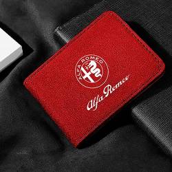 Brieftasche für Kfz-Zulassungs- und Versicherungskarten, für Alfa Romeo Alfetta Stelvio Giulia 164 155 145 146 156 166 147 159, Leder-Führerscheinkartenpaket, Autozubehör,Red von GRFIT