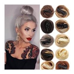 Brötchen Haarteil Klaue Clip-in-Haarknoten-Chignons, unordentliche gefälschte Haarknoten-Erweiterungen, lockiges Haar, Donut-Chignon, hitzebeständige synthetische Dutt-Haarteile for Frauen, Mädchen Br von GRFIT