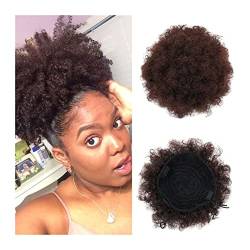 Brötchen Haarteil Verworrene lockige Pferdeschwanz-Haarteile for schwarze Frauen, Afro-Puff-Haarknoten, Chignon-Zubehör, kurze Kordelzug-Pferdeschwanz-Verlängerung, synthetisch Brötchen Haarteil (Col von GRFIT