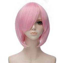 Damen Perücken Männer Kurze Gerade Cosplay Perücken Mit Seitlichem Pony Synthetische Perücke Rosa Rot Schwarz Verfügbar for Frauen Tägliche Party Cosplay Beauty Ladieshair (Color : 8, Size : 12inche von GRFIT