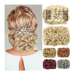 Haarteil Haargummi Unordentlicher Dutt, Scrunchie-Chignon-Haarteil, synthetische Haarteile, lockige Chignon-Dutt-Verlängerungskämme in unordentlichem Dutt-Haarteil for Frauen Haarverlängerung (Color von GRFIT