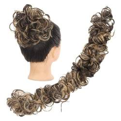 Haarteil Haarverlängerung DIY Wrap-Around-Dutt-Haargummi, gewellte Donut-Chignons for Frauen und Kinder, unordentliche Dutt-Haarteilverlängerungen, zerzaustes, flauschiges Haar, Pferdeschwanz Haarteil von GRFIT