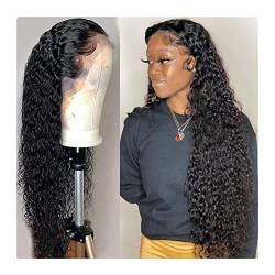 Haarteile Curly 360 Lace Front Echthaarperücken 16-34 "Transparente Lace Frontal Perücken Glueless Deep Wave Lace Perücke mit Babyhaar Brasilianische Remy-Haarperücken Perücken (Size : 150% 360 Lace von GRFIT