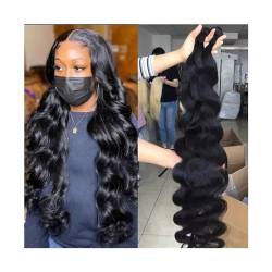 Haarverlängerung Body Wave Bundles Brazilian Hair Weave 1/3/4 PCS Real Human Hair Bundles Natural Black 8-40 Inch Double Weft Remy Hair Extensions Haarbündel | Braiding Haar (Size : 24inches) von GRFIT