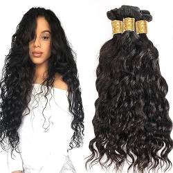 Human Hair Bundles Brasilianisches Haarwebart-Bündel, rohes, natürliches Wellen-Menschenhaar, 3/4-Bündel, 20,3–101,6 cm, Wasser, tiefe Welle, Haarwebart-Verlängerung Haarteil Extensions (Size : Remy von GRFIT