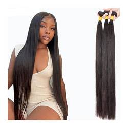 Human Hair Bundles Brasilianisches glattes Haar, 3 Bündel, reines Menschenhaar, 3 Bündel, seidig glatte Haarverlängerungen, Webhaar, menschliche Bündel, dickes Haar, 3 Bündel human hair weave (Size : von GRFIT