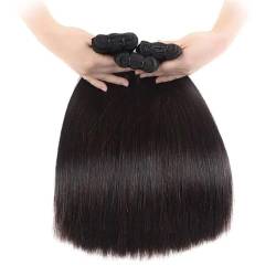 Human Hair Bundles Brasilianisches glattes Haarbündel, 100% unverarbeitetes Echthaar, glatte Haarverlängerungsbündel, natürliche Farbe, Echthaar, glatt, for schwarze Frauen Haarteil Extensions (Colo von GRFIT
