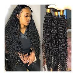 Human Hair Bundles Deep Wave Bundles brasilianisches lockiges Haar Bundles for schwarze Frauen Echthaar Bundles 8-30 Zoll 1 3 4 brasilianische Haarverlängerungen Wellenbündel natürliche Farbe human ha von GRFIT