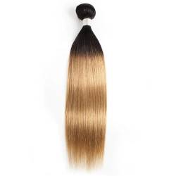 Human Hair Bundles Echthaarverlängerungen, 95 g pro Bündel, honigblonde brasilianische Haarbündel der Güteklasse 10A Haarteil Extensions (Color : Color 1B27 straight, Size : 24inches) von GRFIT