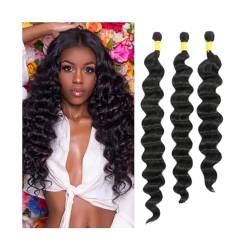 Human Hair Bundles Menschliches Haar Bundles Lose Tiefe Welle Bundles for Schwarze Frauen 1/3/4 Pcs Indische Remy Haar Extensions 8-40 Zoll lockige Webart Bundles Haarteil Extensions (Size : Remy Hai von GRFIT