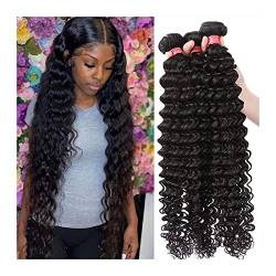 Human Hair Bundles Tiefes gewelltes Echthaar-Bündel, 20,3–76,2 cm, brasilianisches reines Haar, tiefe Welle, 1 3 oder 4 Bündel, unverarbeitetes, natürliches, doppelt gewebtes Haar for schwarze Frauen von GRFIT
