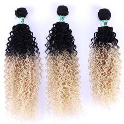 Menschenhaarverlängerungen 3 Hair Bundles Synthetic High Temperature Fiber Curly Hair Kinky Curly Hair Weave synthetic Curly wavy Hair Extensions for Women Haarverlängerung (Color : T1B/613, Size : von GRFIT