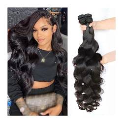 Menschenhaarverlängerungen Körperwelle Bundles Echthaar Brasilianische Haarverlängerungen for Frauen 36 38 40 Zoll Natürliches Schwarz Echthaar Bundles Brasilianische Haarwebart Bundles Haarverlängeru von GRFIT