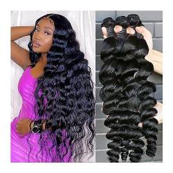 Menschenhaarverlängerungen Peruanische Haarwebart Bundles Rohes Menschliches Haar Bundles 12-30 Zoll Lose Welle Bundles Remy Extension1/ 3/4 Bundles Haarverlängerung (Size : 14 14 14 14) von GRFIT