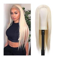 Perücke für Frauen Synthetische Spitzeperücken, gerader Teil, Spitzenperücke, 4×4-Spitzenverschluss, natürlich aussehende blonde Perücken for schwarze Frauen Human Hair Wig von GRFIT