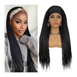 Perücken Geflochtene Stirnbandperücke for schwarze Frauen, 22-28" lange Box geflochtene Perücken Twist Crochet Hair Cornrow Braid Perücke synthetische Stirnbandperücke Haarteile (Color : 1B-1, Size von GRFIT