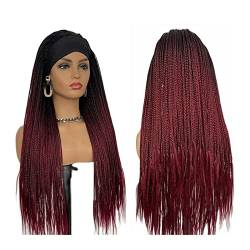 Perücken Geflochtene Stirnbandperücke for schwarze Frauen, 22-28" lange Box geflochtene Perücken Twist Crochet Hair Cornrow Braid Perücke synthetische Stirnbandperücke Haarteile (Color : T1BBUG-1, S von GRFIT