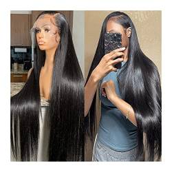 Perücken Lace Frontal Echthaarperücke vorgezupft 8-40" lange gerade transparente Spitzenperücken mit Babyhaar HD seidiges glattes Remy-Haar Spitzenperücken for schwarze Frauen Spitzeperücke (Color : von GRFIT