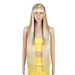 Perücken für Frauen 36 Zoll Cosplay synthetische Perücke mit Pony lange gerade Perücke Ombre Blonde farbige Perücke Perücke for Frauen Perücke for schwarze Frauen synthetische Perücke für den tägliche von GRFIT