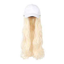 Perückenkappen Lange wellige synthetische Baseballkappe schwarz weißes Haar Perücken natürliche abnehmbare Perückenhüte natürlich synthetische Hutperücke for Mädchen (Color : Q) von GRFIT