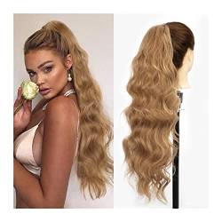 Pferdeschwanz 66 cm lange gewellte Haarverlängerung, synthetische hitzebeständige Haarverlängerung, Haarteil for Frauen und Mädchen, Kordelzug-Pferdeschwanz, natürlicher, weicher Clip-in-Pferdeschwanz von GRFIT