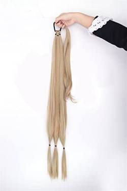 Pferdeschwanz Temperaturfaser geeignet for Frauen 34 Zoll synthetische geflochtene Pferdeschwanz-Haarteile mit elastischem Gummiband hitzebeständig hoch Pferdeschwanz Haarteil (Color : 27A-613, Size von GRFIT