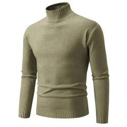 Pullover Sweatshirts Herren Mock Neck Pullovers Strick Pullover Einfarbig Schlank Fit Mode Pullover Pullover Herren Freizeit Kleidung XL Army Green von GRFIT