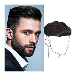 Toupet für Männer Synthetisches Herren-Toupet, natürliches Schwarz, Clip-in-Stirn-Toupet, Haarteile, kurze, gerade synthetische Perücke for U-Farbton und M-Farbton-Haarausfall Haarverlängerungen (Col von GRFIT