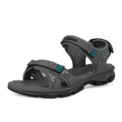 GRITION Damen outdoor Sport Sandalen Wandersandalen Trekking Walking sneaker Wandern Strand sportlicher Spazierengehen Bequemer Sommerschuhe,Farbe:Grau/balck,Size 36 von GRITION