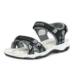 GRITION Damen outdoor Sport Sandalen Wandersandalen Trekking Walking sneaker Wandern Strand sportlicher Spazierengehen Bequemer Sommerschuhe,Farbe:Schwarz/white,Size 37 von GRITION