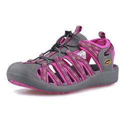 GRITION Frauen Athletisch Wandern Sandalen Geschlossene Zehe Wasser Schuhe Abenteuerlichen Outdoor Sport Trail Sommer (39 EU, Rosa) von GRITION