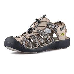 GRITION Frauen Athletisch Wandern Sandalen Geschlossene Zehe Wasser Schuhe Abenteuerlichen Outdoor Sport Trail Sommer MEHRWEG (40 EU, Beige) von GRITION